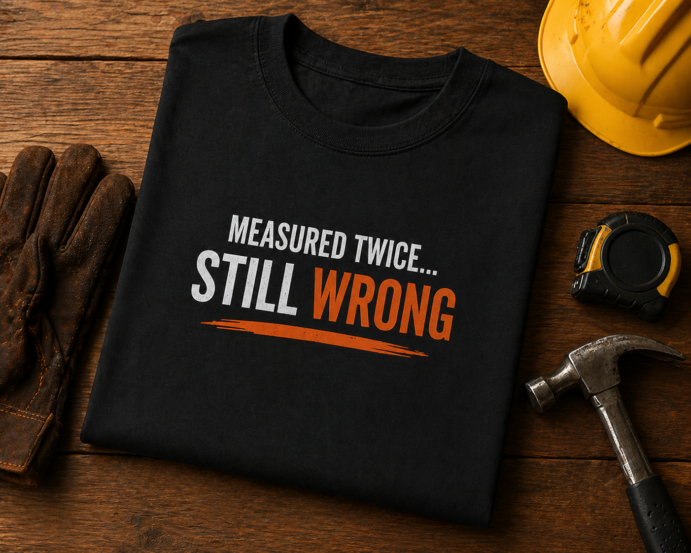Measure Twice Still Wrong T-Shirt Funny Construction Work Tee