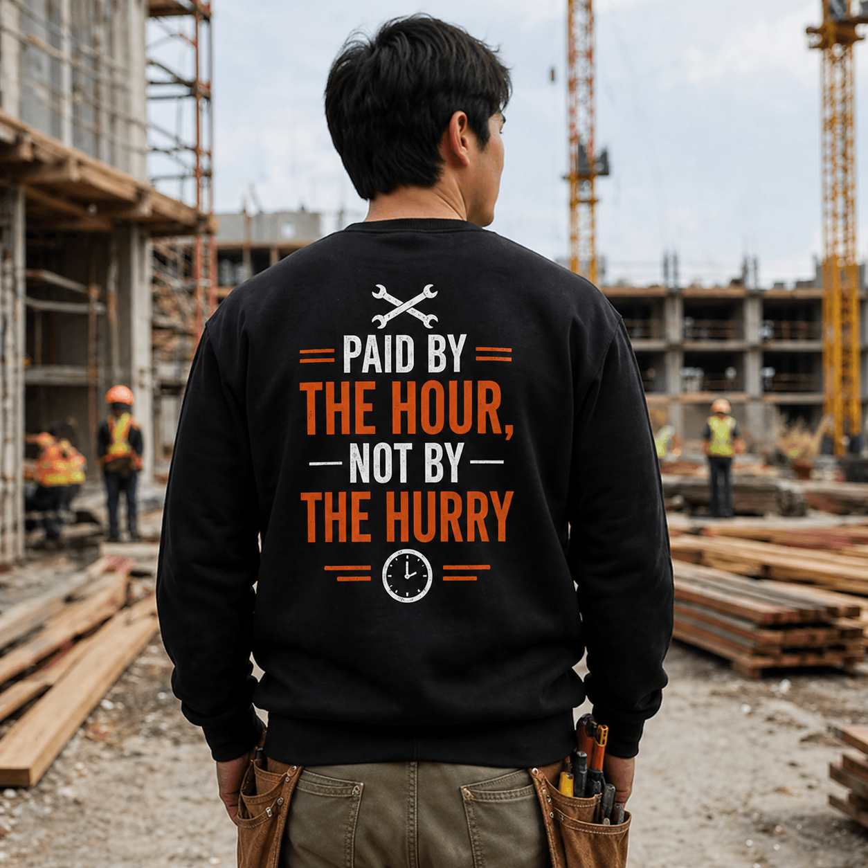 Paid By The Hour Not By The Hurry Sweatshirt Workwear Crewneck