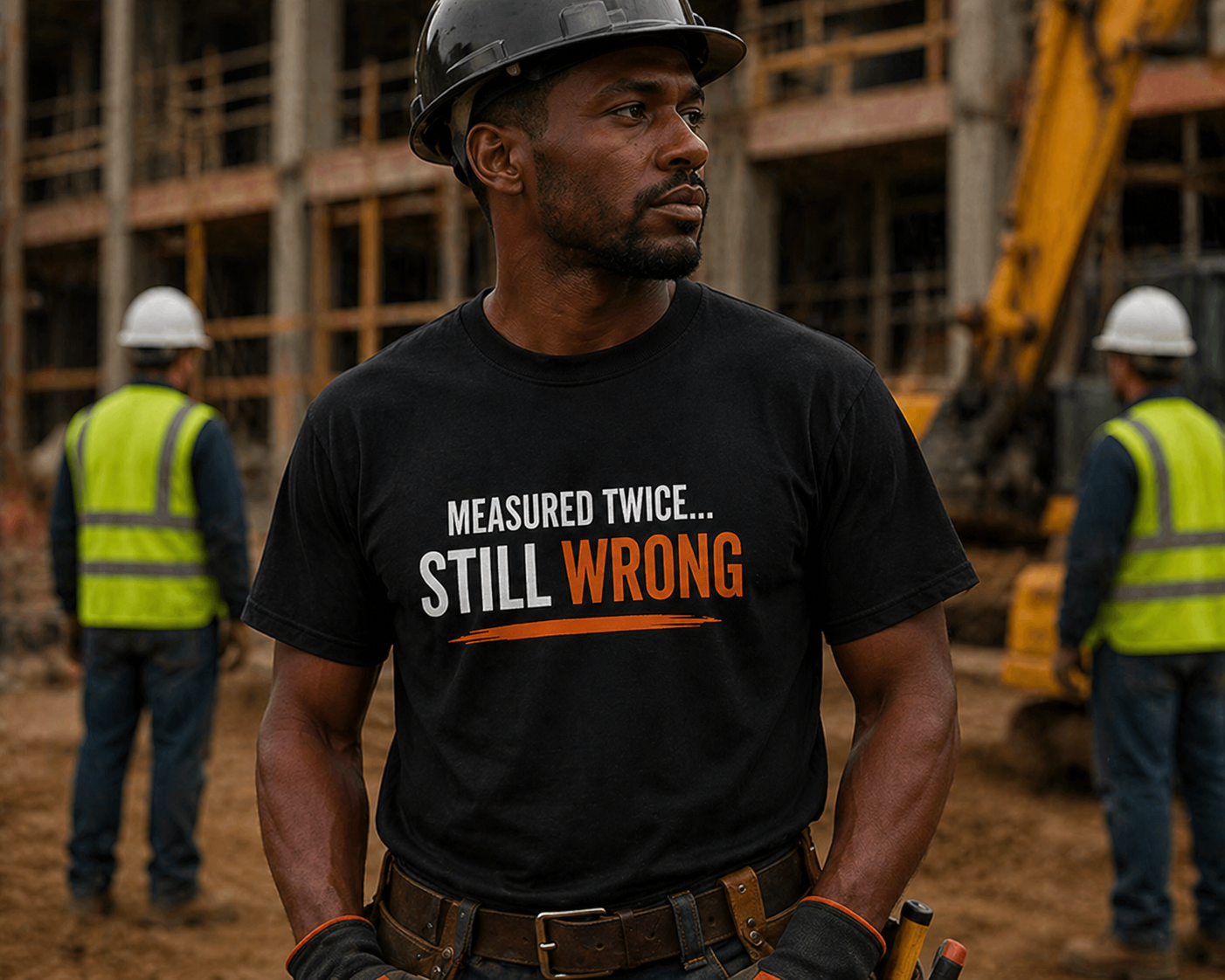 Measure Twice Still Wrong T-Shirt Funny Construction Work Tee
