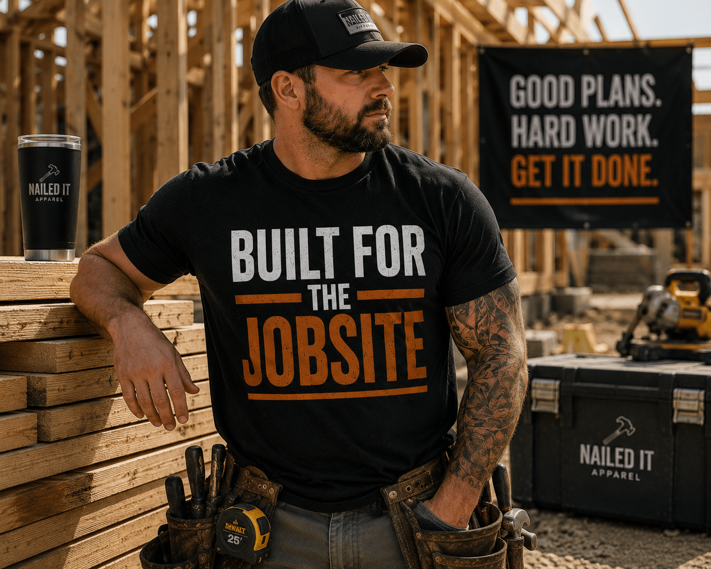 Built For The Jobsite T-Shirt | Funny Blue Collar Apparel by Nailed it apparel