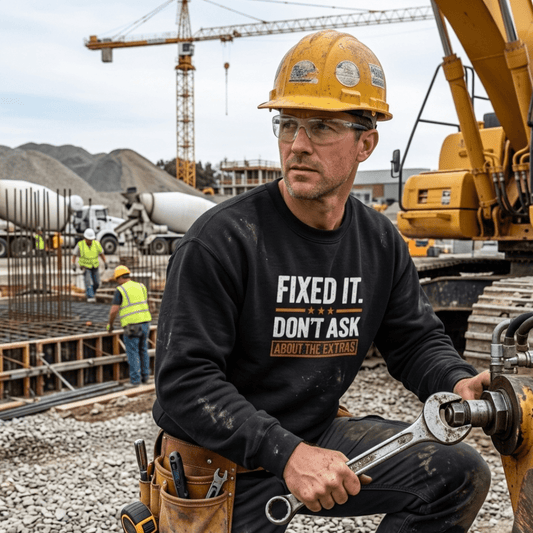 Fixed It Don't Ask About The Extras Sweatshirt | Funny Blue Collar Apparel by Nailed it apparel