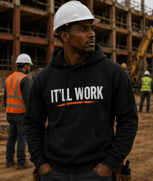 It’ll Work Hoodie Funny Construction Workwear Hoodie Print Material | Funny Blue Collar Apparel by Nailed it apparel