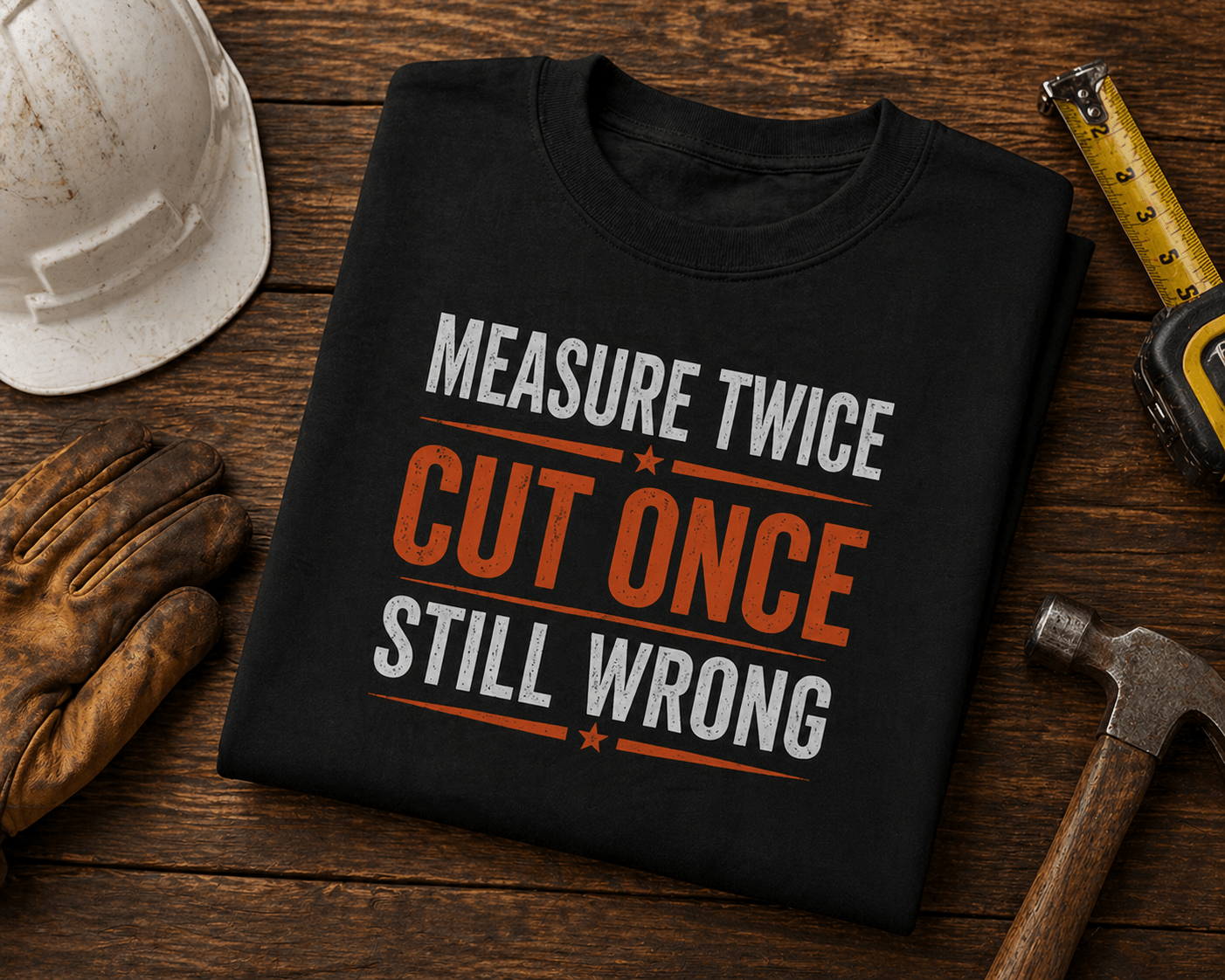 Measure Twice Cut Once Still Wrong Sweatshirt Print Material | Funny Blue Collar Apparel by Nailed it apparel