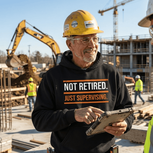Not Retired Just Supervising Hoodie | Funny Blue Collar Apparel by Nailed it apparel