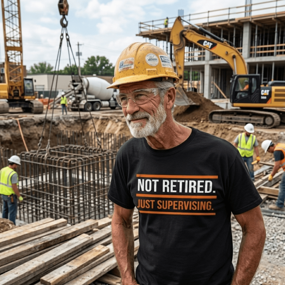 Not Retired Just Supervising T-Shirt | Funny Blue Collar Apparel by Nailed it apparel