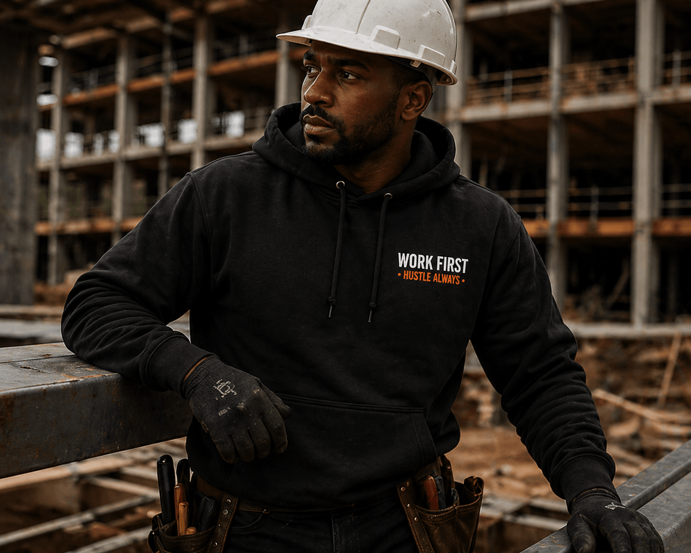 Paid By The Hour Not By The Hurry Hoodie Construction Workwear Print Material | Funny Blue Collar Apparel by Nailed it apparel