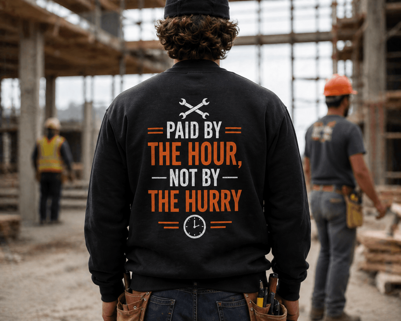 Paid By The Hour Not By The Hurry Sweatshirt Workwear Crewneck Print Material | Funny Blue Collar Apparel by Nailed it apparel