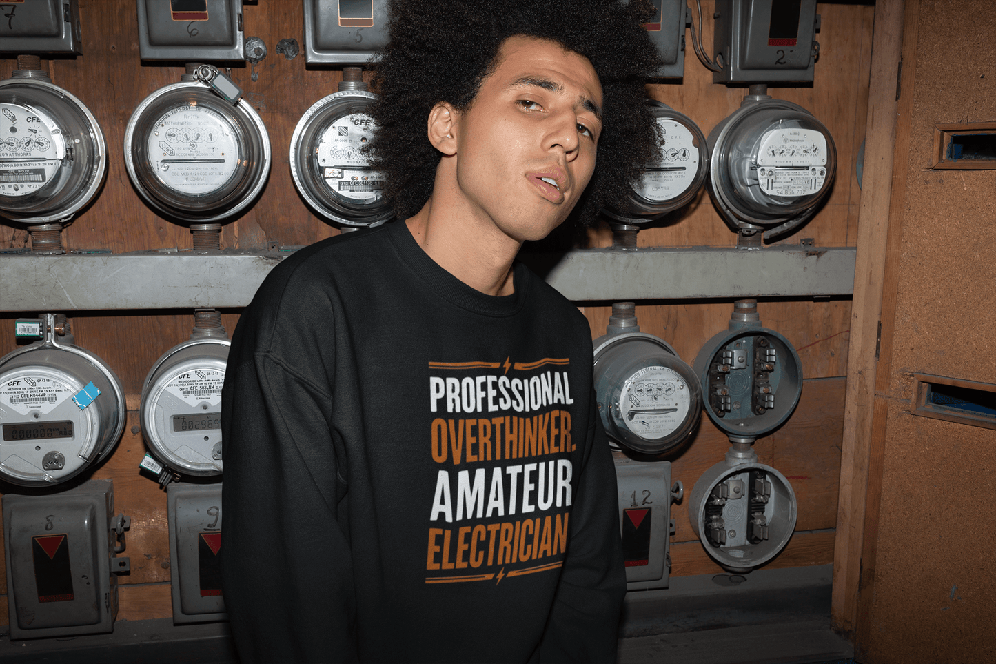 Professional Overthinker Amateur Electrician Hoodie | Funny Blue Collar Apparel by Nailed it apparel
