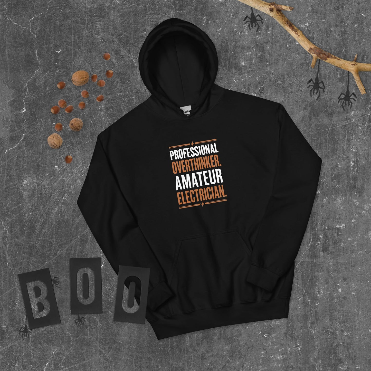 Professional Overthinker Amateur Electrician Hoodie | Funny Blue Collar Apparel by Nailed it apparel