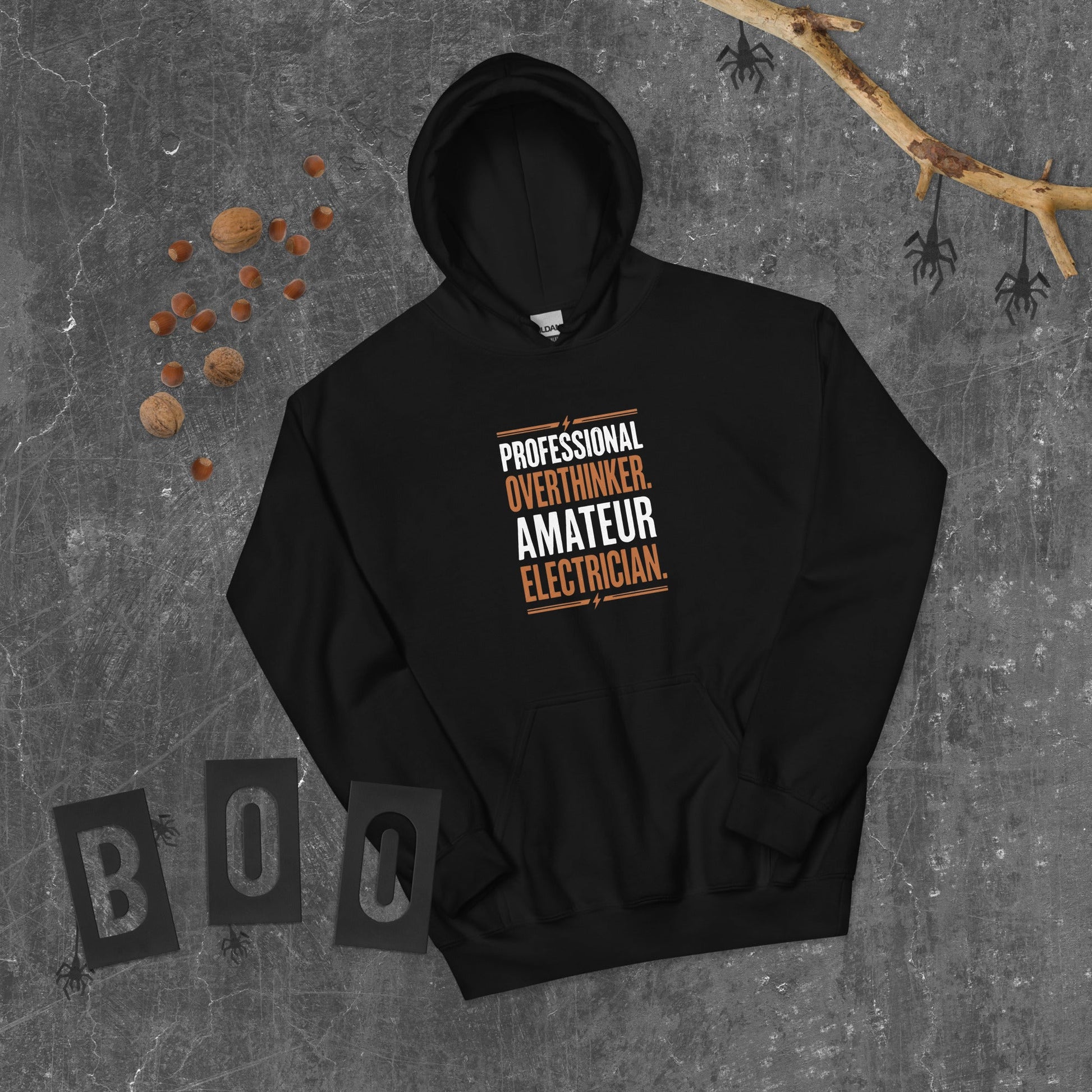 Professional Overthinker Amateur Electrician Hoodie | Funny Blue Collar Apparel by Nailed it apparel
