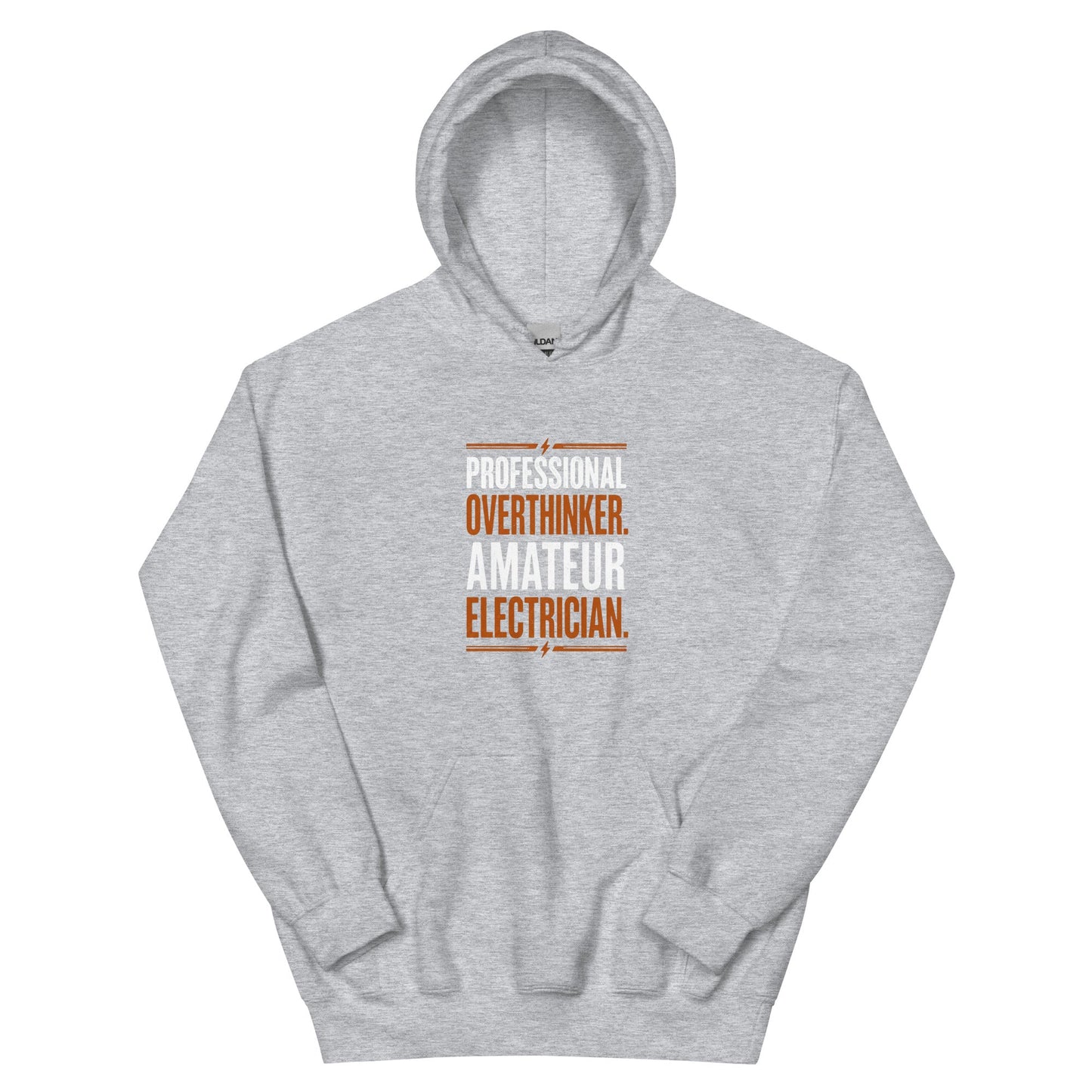 Professional Overthinker Amateur Electrician Hoodie | Funny Blue Collar Apparel by Nailed it apparel