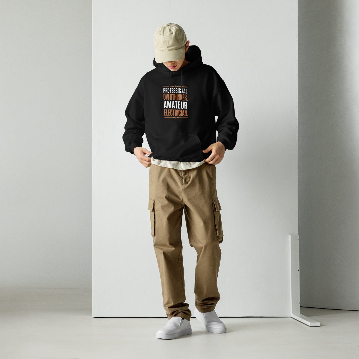 Professional Overthinker Amateur Electrician Hoodie | Funny Blue Collar Apparel by Nailed it apparel