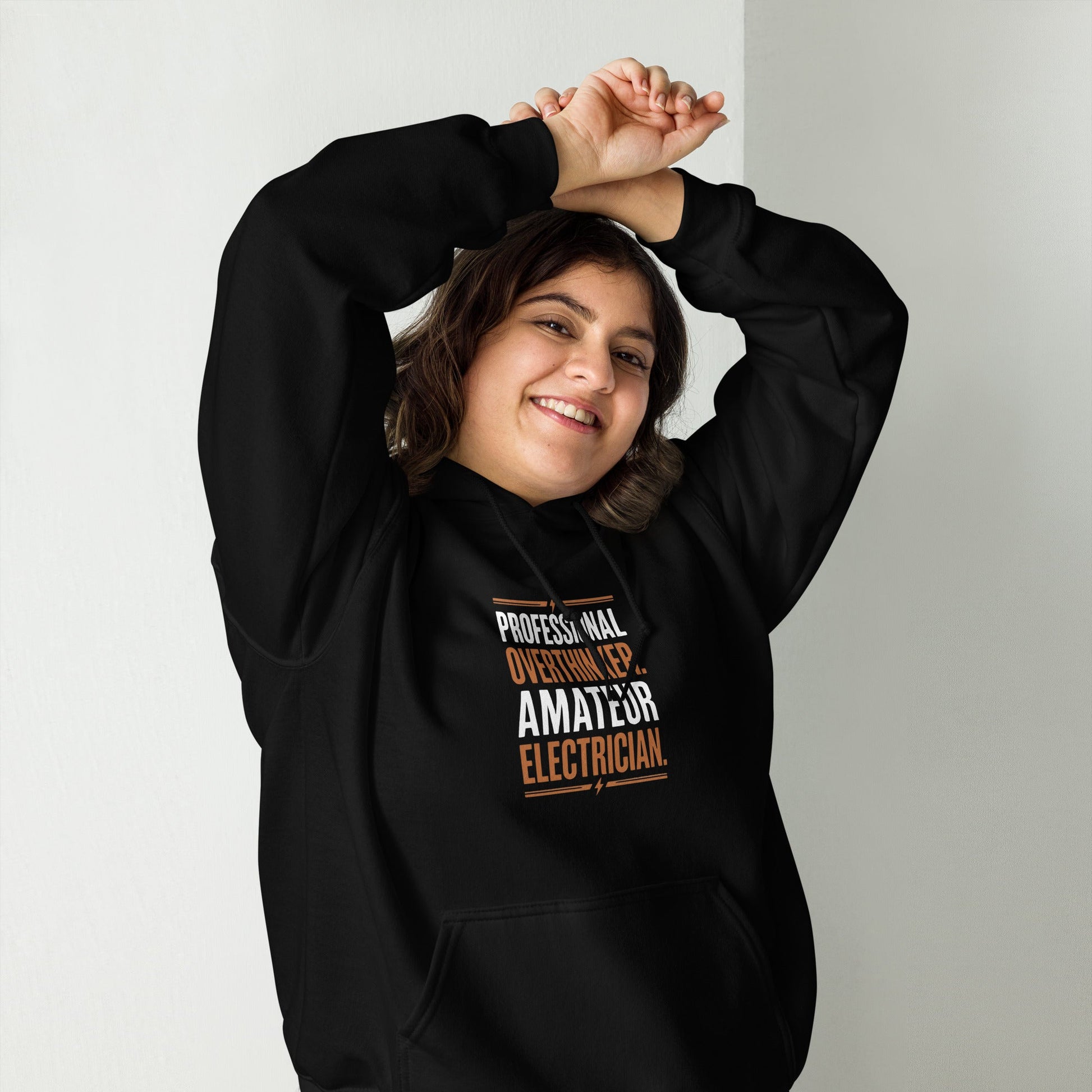 Professional Overthinker Amateur Electrician Hoodie | Funny Blue Collar Apparel by Nailed it apparel