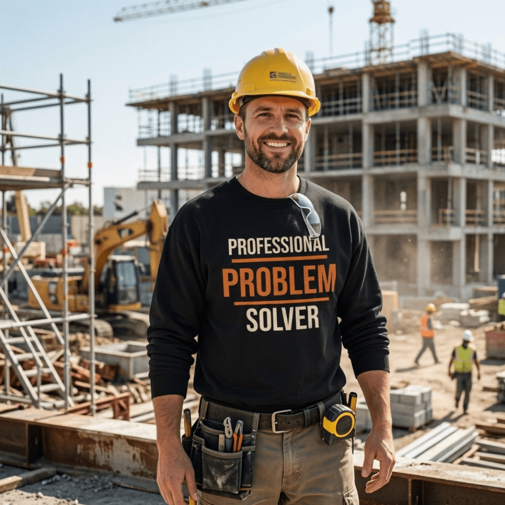 Professional Problem Solver Sweatshirt | Funny Blue Collar Apparel by Nailed it apparel