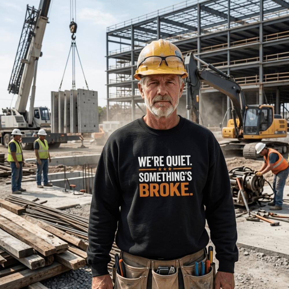 We're Quiet Something's Broke Sweatshirt | Funny Blue Collar Apparel by Nailed it apparel
