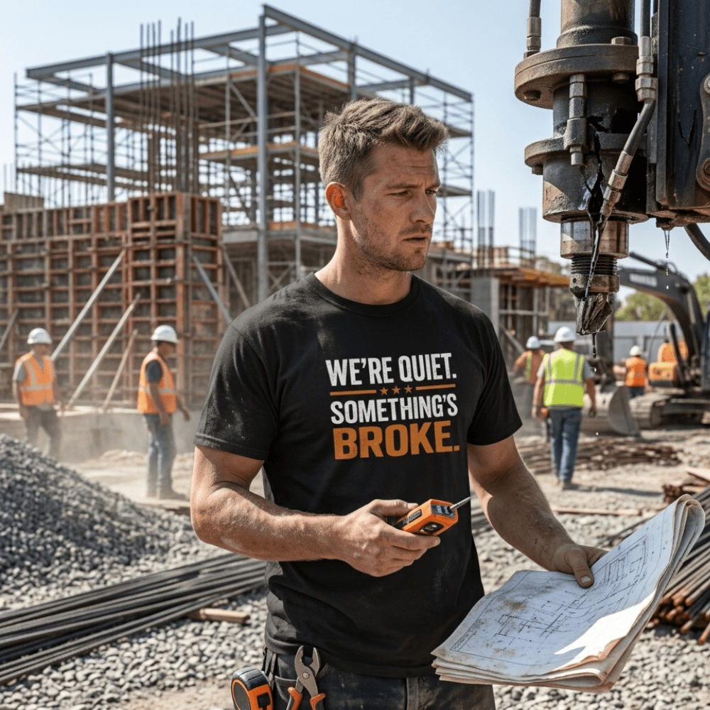 We're Quiet Something's Broke T-Shirt | Funny Blue Collar Apparel by Nailed it apparel