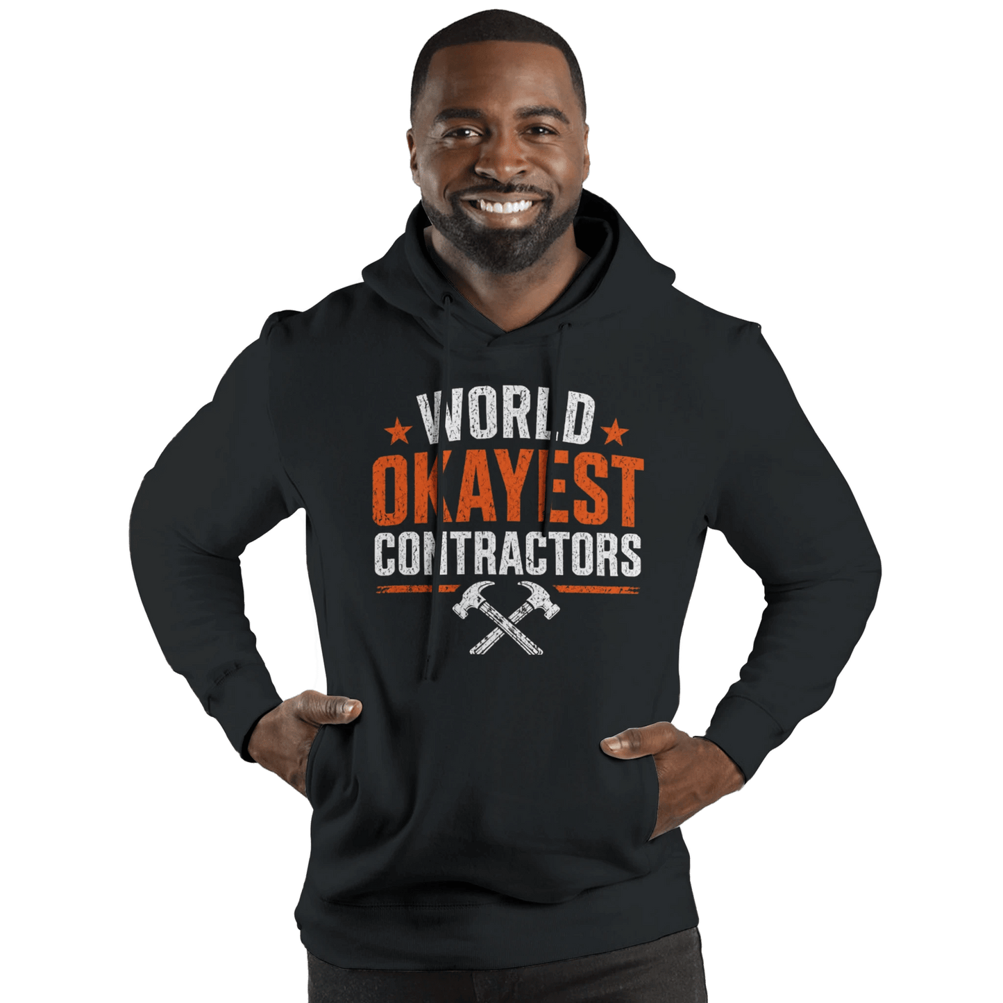 World’s Okayest Contractors Hoodies Print Material | Funny Blue Collar Apparel by Nailed it apparel