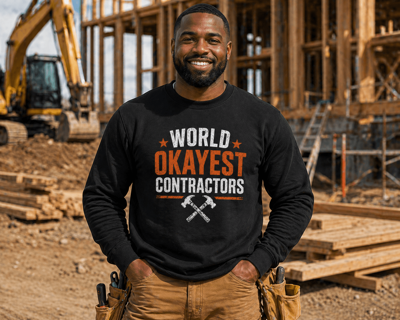 World’s Okayest Contractors sweatshirt Print Material | Funny Blue Collar Apparel by Nailed it apparel