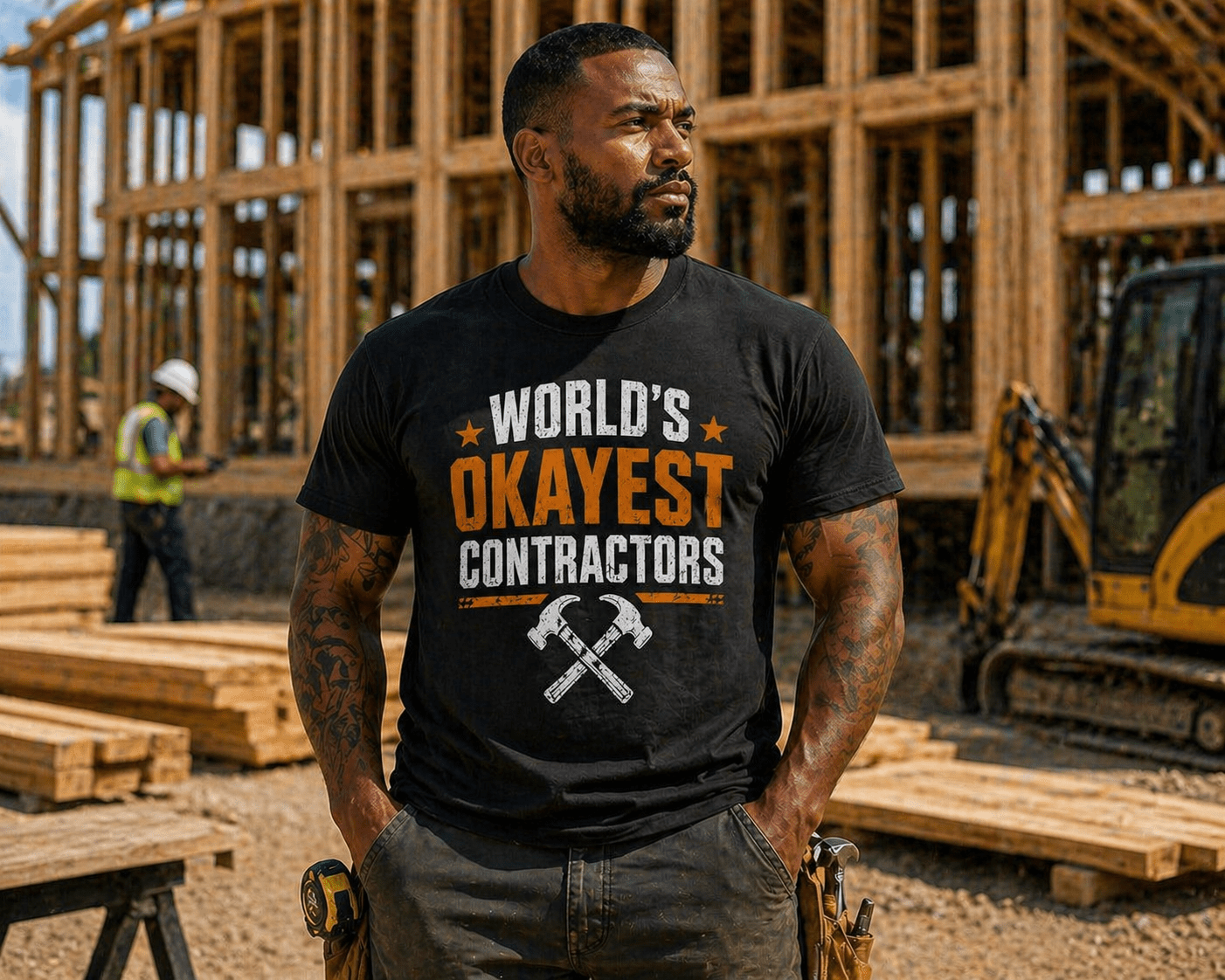 World’s Okayest Contractors T-Shirt Print Material | Funny Blue Collar Apparel by Nailed it apparel